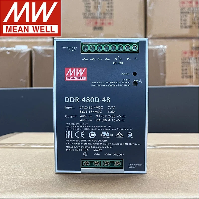 대만 Mingwei 전원공급장치 DDR-480D-48 480W 48V 레일 타입 DC-DC DC 컨버터 신