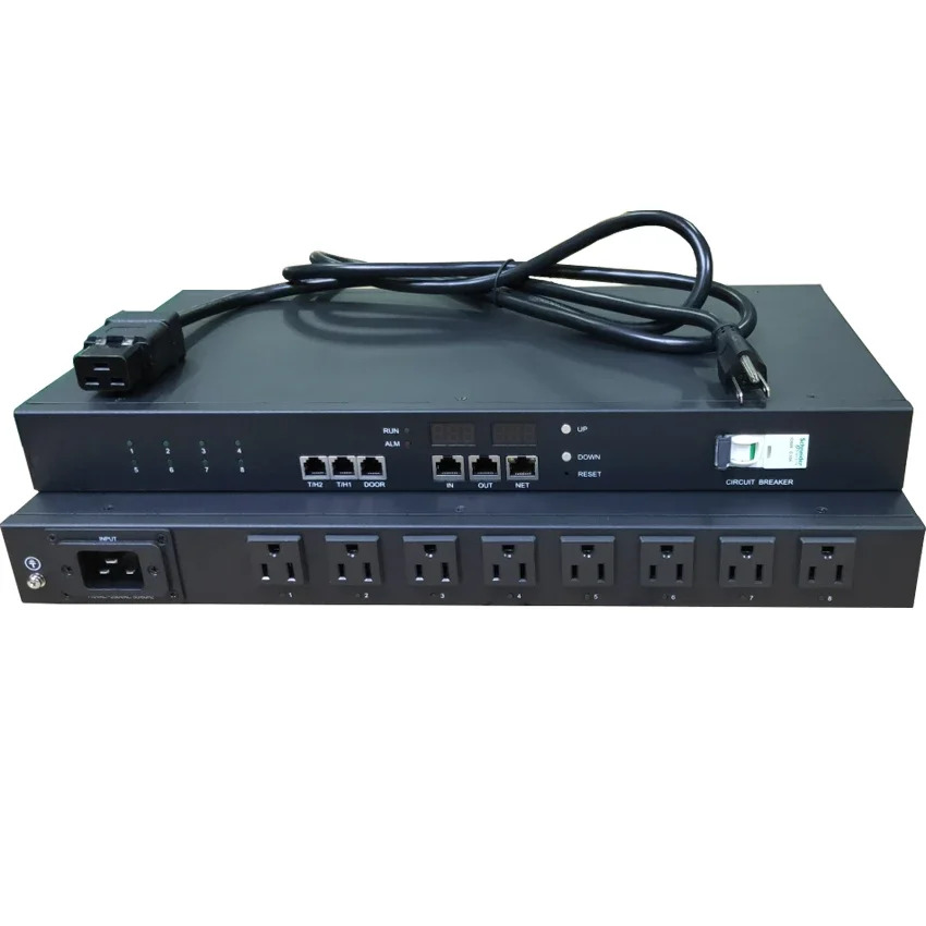 원격 네트워크 스마트 전원 분배 1P 회로차단기 15A 250V 8 소켓 PDU 시트 금속 쉘 OEM