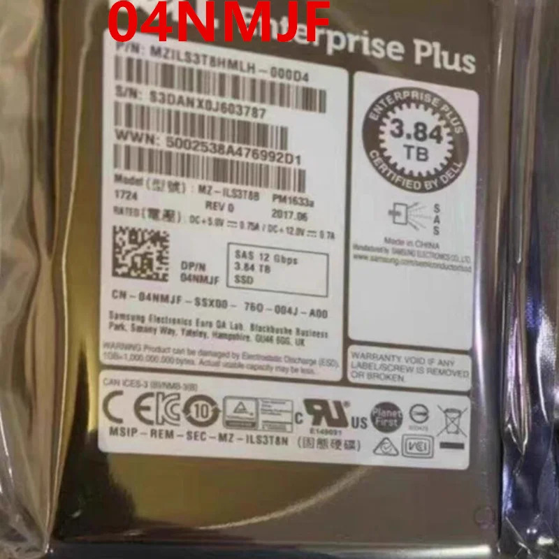 4NMJF 04NMJFDELL 3.84TB 2.5 SAS SSD새 솔리드 스테이트 드라이브
