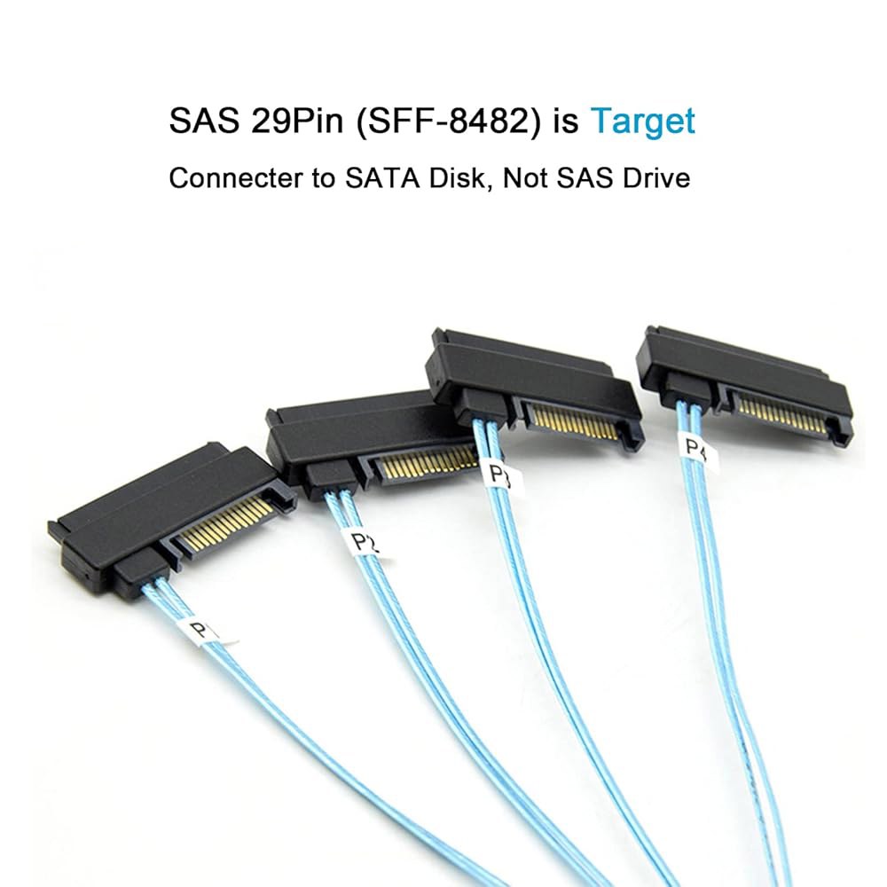 ADCAUDX Mini-SAS to SAS 케이블 0.5M SFF-8087 SATA-Power x4 SFF-8482 포함 케이블 어댑터 (1.6피트) 1.6FT 1Pack - 상세 이미지 3