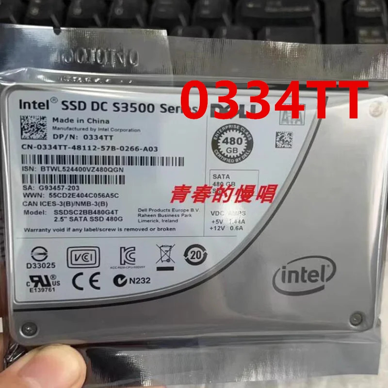 DELL SSD DC S3500 오리지널 솔리드 스테이트 드라이브 480GB 2.5 인치 SATA 0334TT SSDSC2BB480G4T 거신