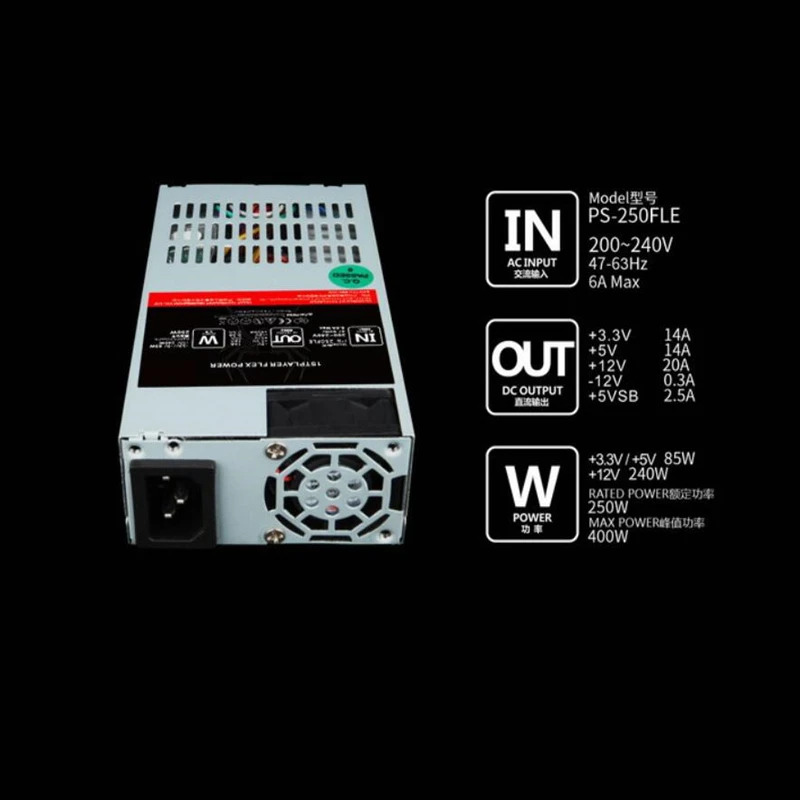 1stplayer ITX FLEX NAS 소형 1U PSU 정격 250W 피크 400W 전원공급장치 PS-250FLE A4 K39 S3 D01 550 1650 X1050 신