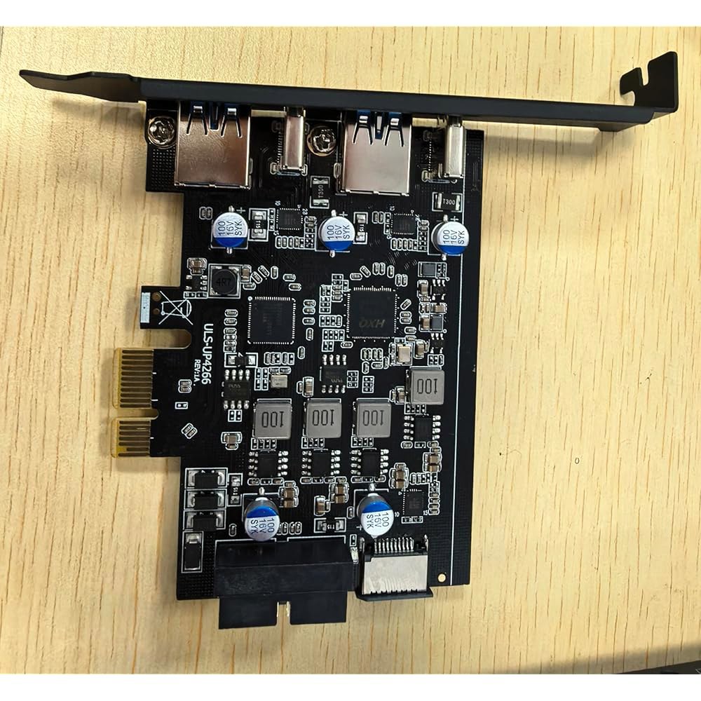 6포트 USB 3.2 PCIe 카드에서 타입 C(2), 내부 19핀 커넥터 / E A 키 전면 패널 어댑터를 갖춘 타입-A 2 확장 카드, 로우 프로파일 브래킷 포함 - 상품 이미지