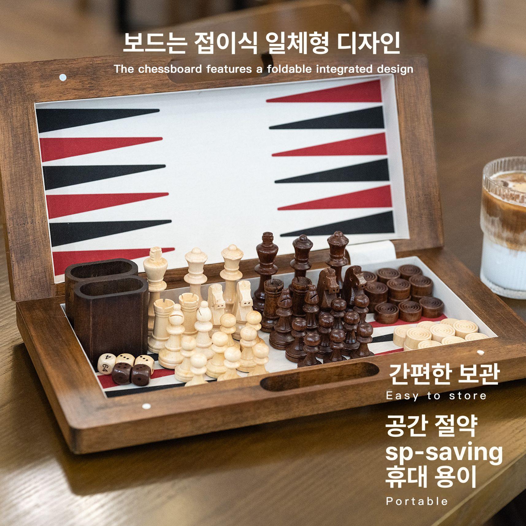 원목 체스판 고급 선물용 체스말 보드게임 나무 세트 클래식 체스보드 우드 - 상세 이미지 5