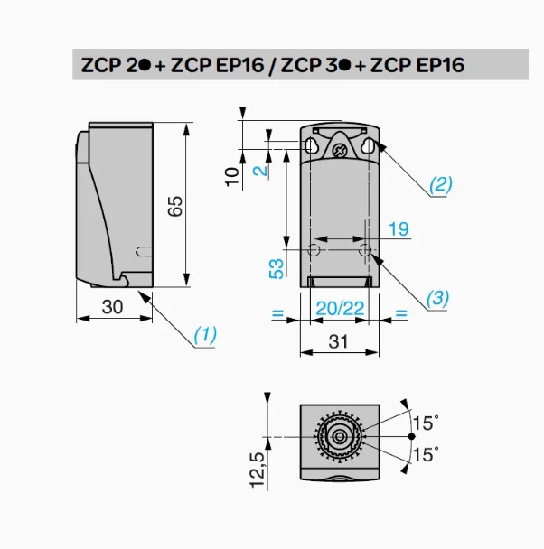 SCHNEIDER 리미트 스위치 XCKP2106P16 G11 ZCP21 작동 헤드 ZCE06