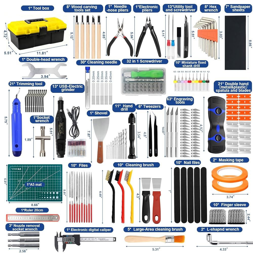 304PCS 3D Printing Accessory Tools with Nozzle for Electric Modeler Tools,Multi-spec Grinder Cleanin - 상세 이미지 2