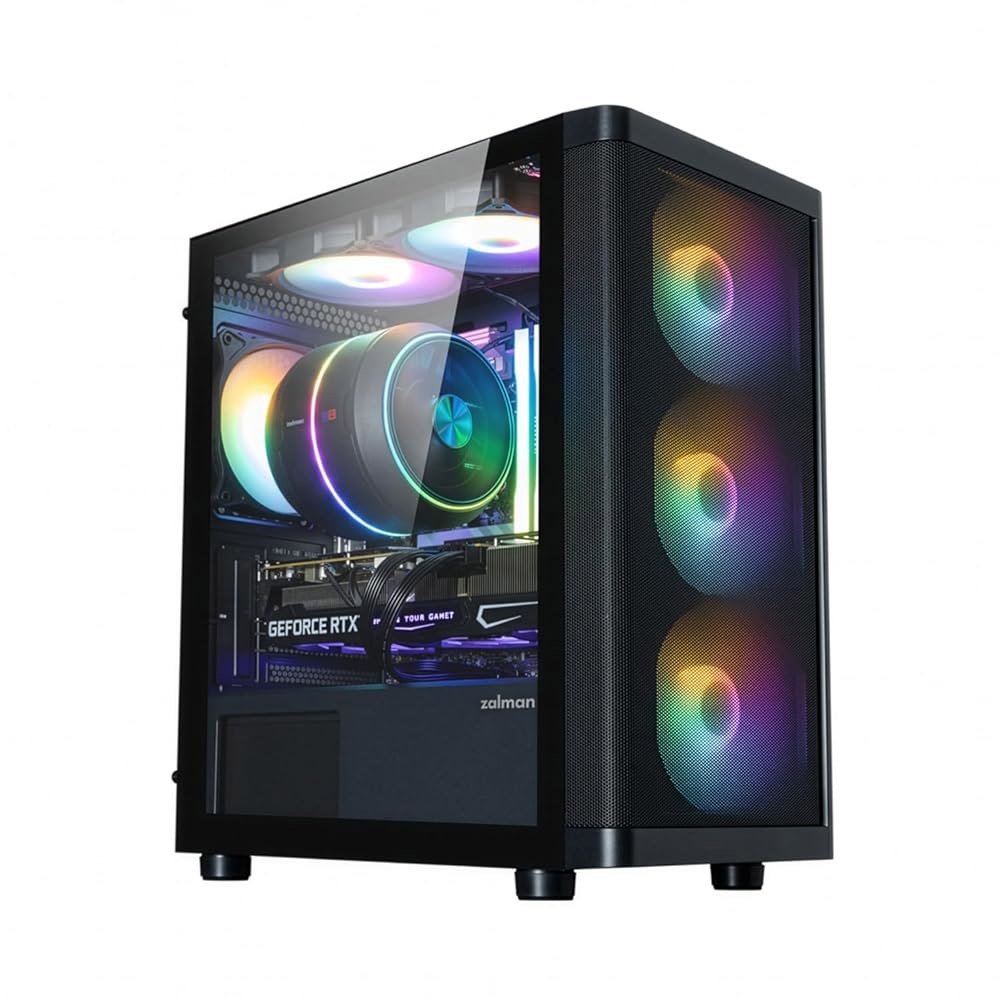 Zalman M4 SE 마이크로 ATX 케이스, 컴퓨터 FRGB 강화 공기 패널, 전체 컴팩트 섀시 유리 흐름, - 6 PC 120mm 타워 미니 USB 사이드 x 설치, 높은 - 상세 이미지 3