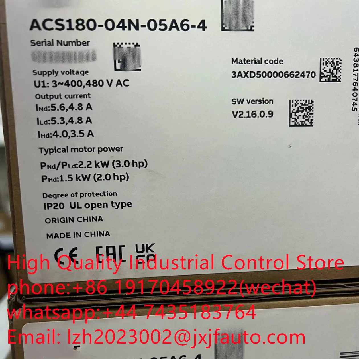 ACS180 시리즈 VCS180-04N-05A6-4 납품 3AXD50000662470