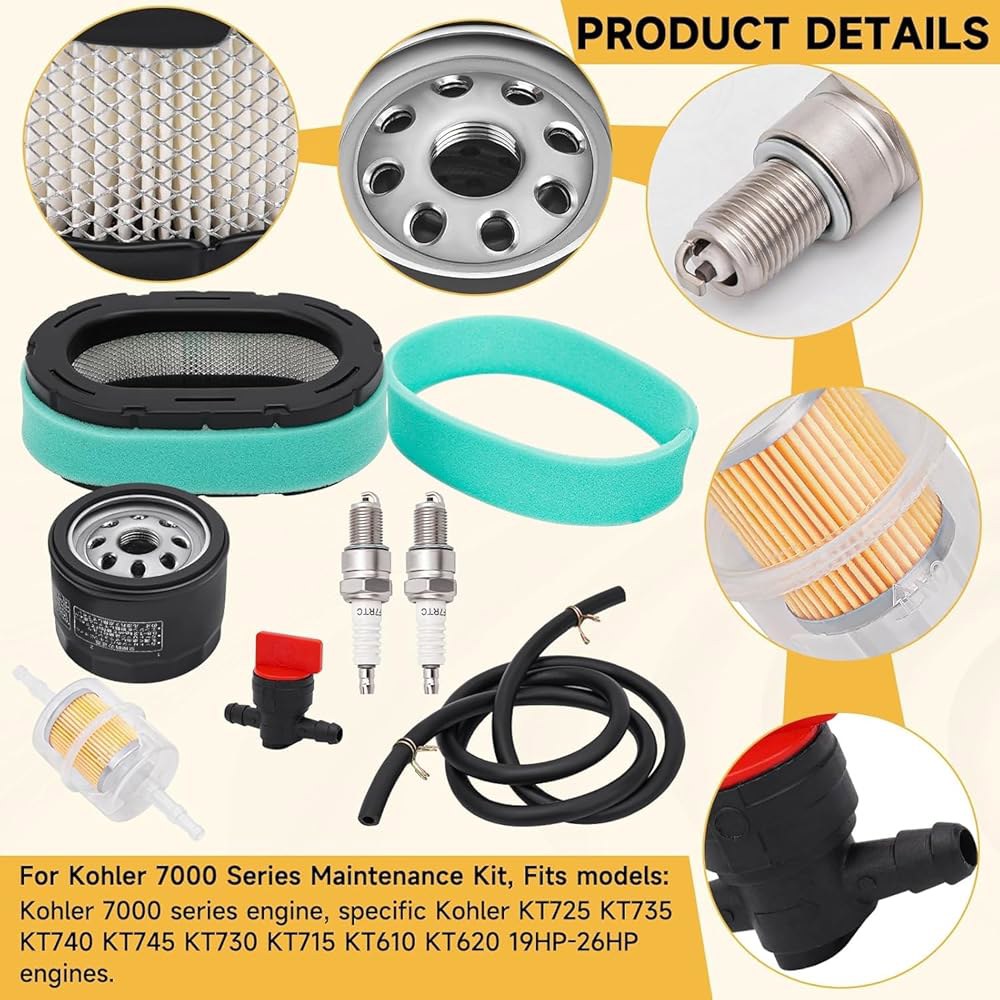 Kohler 7000 시리즈 유지 보수 키트 오일 및 KT735 필터, XTLT46 적합, KT730 필터 050 엔진에 KH-32-883-09-S1 잔디깎이 카데트용 KT715 - 상세 이미지 2