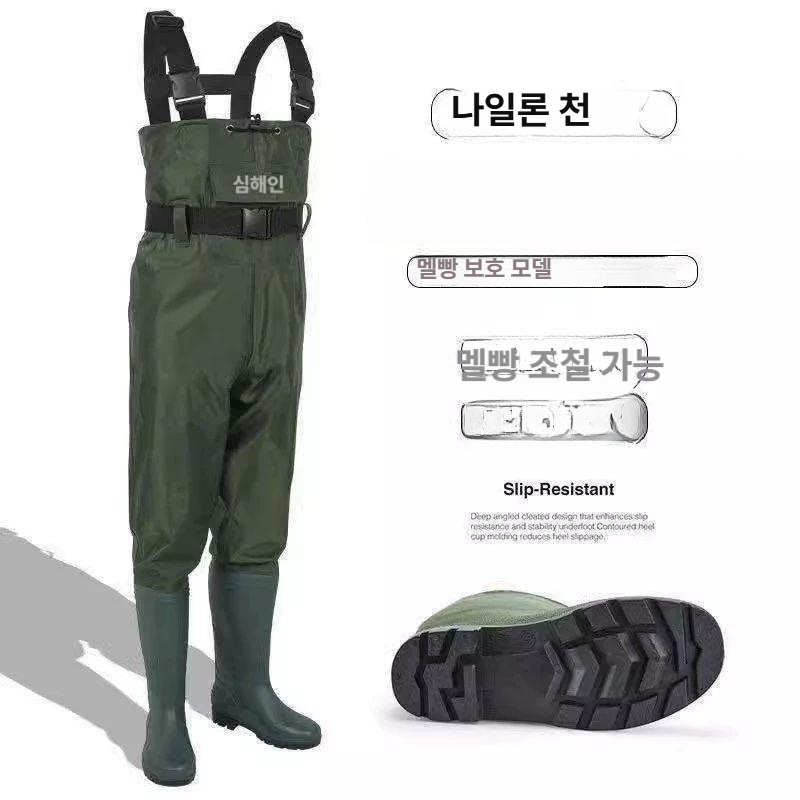 장화달린 바지장화 작업복 방수 부츠 가슴 의류 허리 남녀공용 - 상세 이미지 5
