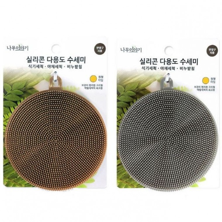 도모아 수세미 설거지 싱크대 욕실 청소 실리콘 수세미 원형 - 상품 이미지