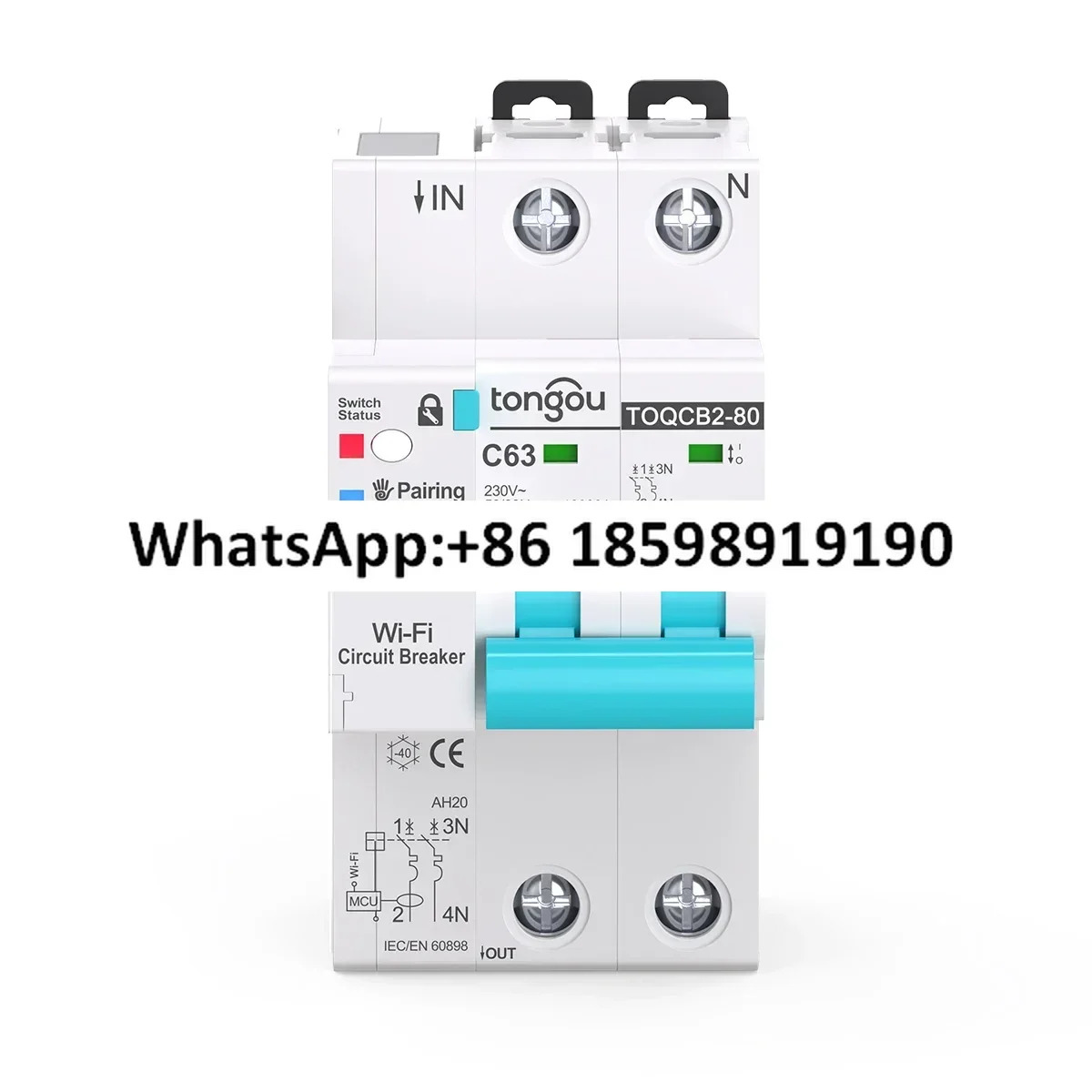 TONGOU API TO QCB2 스마트 회로차단기 Wifi 63a 2극 자동 재폐로 tuya호환 벽 스위치 60a