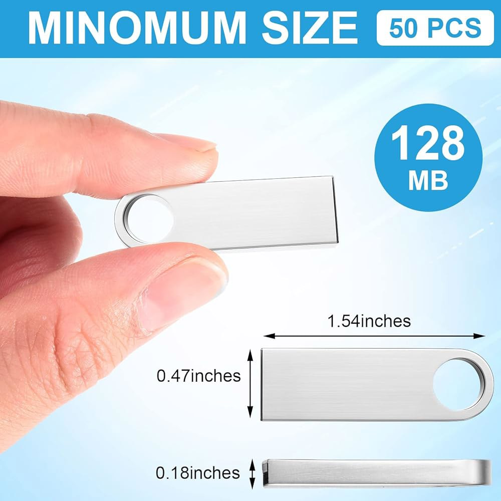 50팩 2.0 플래시 USB 드라이브 벌크 데이터 실버 PC 펜 디자인 합금 아연 스틱 방수 미니 메모리 노트북 컴퓨터 128MB 사무실 소형 썸 학교 저장 - 상세 이미지 2