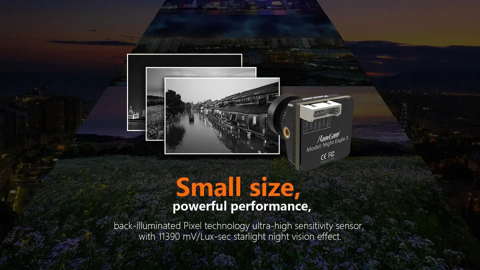 런캠 나이트 이글 3 V2 1500TVL 8.5g 초경량 FOVD NTSC/PAL CMOS FPV 별빛 야적외선 카메라 RC용