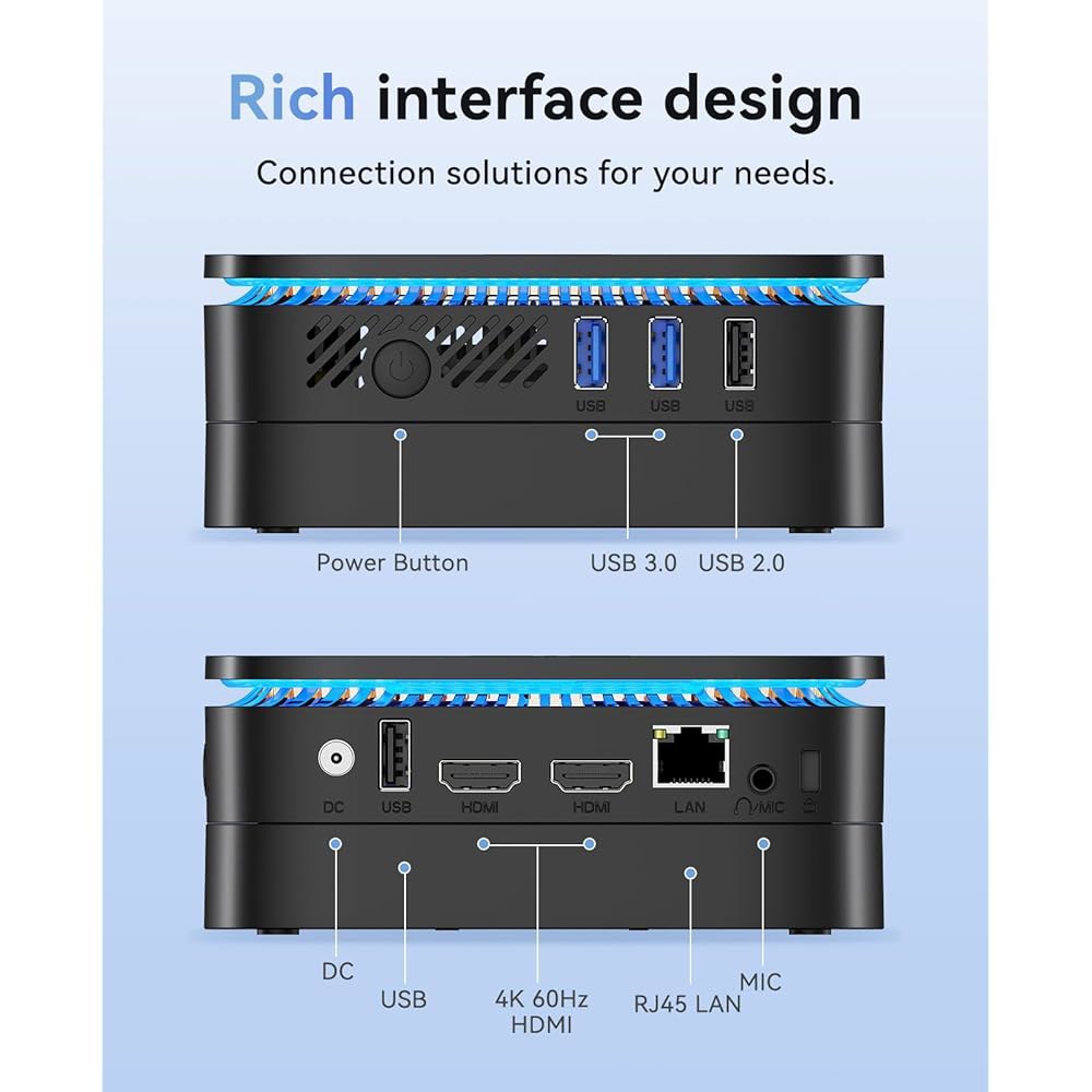 N95 프로세서가 있는 미니 PC, 16GB 컴퓨터, 비즈니스용 USB-A DDR4 HDMI M.2 4개, 이더넷이 사무실, Wi-Fi, 1TB 가정, 2개, 블루투스 소형 RAM - 상세 이미지 2