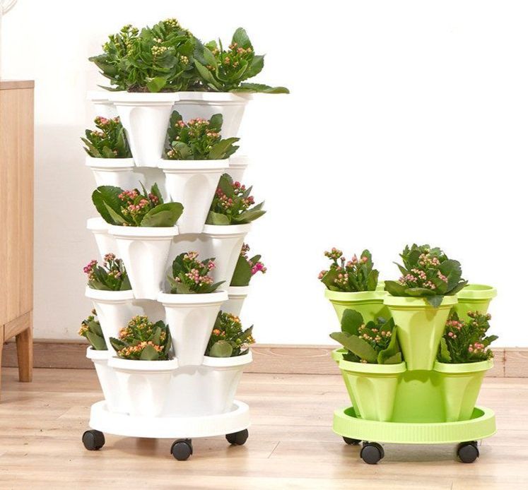 수직 베란다텃밭 입체 타워형 벽걸이 식물 실내 상추 다층화분 플랜터 다단 채소재배 - 상품 이미지