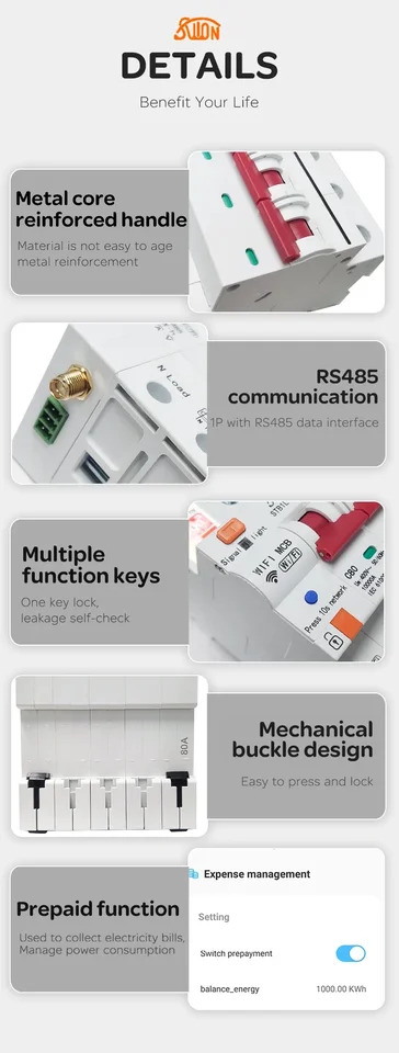 Sutong Mcb 스마트 회로차단기 투야호환 라이프 앱 3p 와이파이 차단기