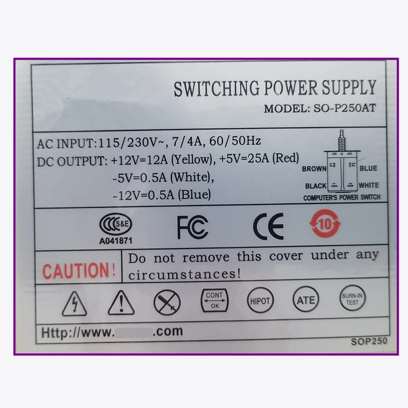 Rosor AT P8P9 PSU 250W 전원공급장치 SO-250AT 신