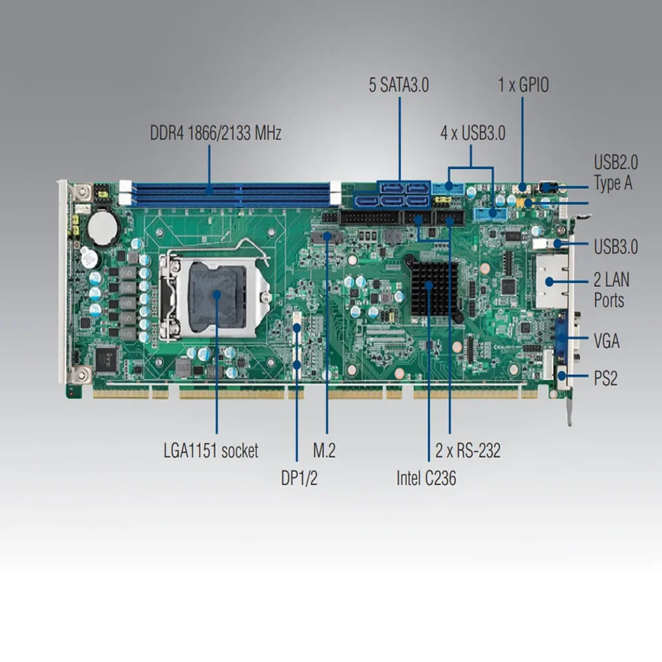 Advantech PCE 5129 LGA1151 코어 i7 i5 i3 트리플 디스플레이 DDR4 32G 시스템 호스트 보드 산업SBC 6 세대 7