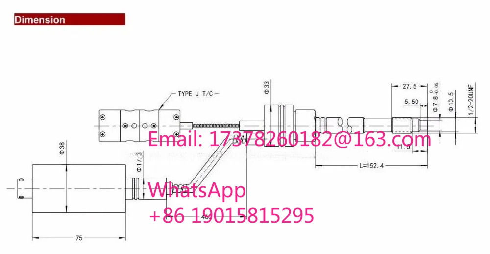 ZHYQ PT124G-123T-50Mpa- 1/2-20UNF-152/460-J-3.33 mV/V-6 용융 압력센서 6 핀압력 온도 표시기 N50 포함
