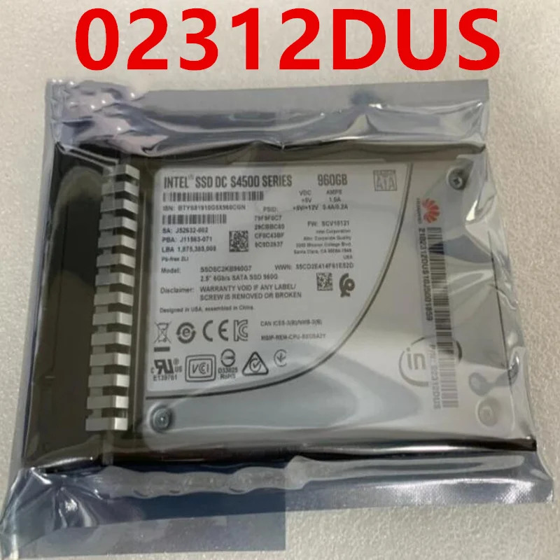 화웨이호환 RH2288V3 V5 오리지널 솔리드 스테이트 드라이브 960GB 2.5 인치 SATA SSD 02312DUS 거신