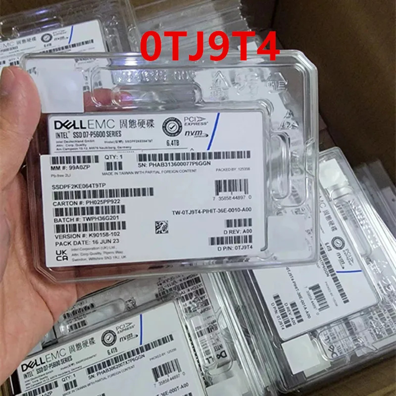 0TJ9T4 SSDPF2KE064T9TP TJ9T4DELL intel호환 SSD D7-P5600 6.4TB 2.5 NVME PCIE새 솔리드 스테이트 드라이브