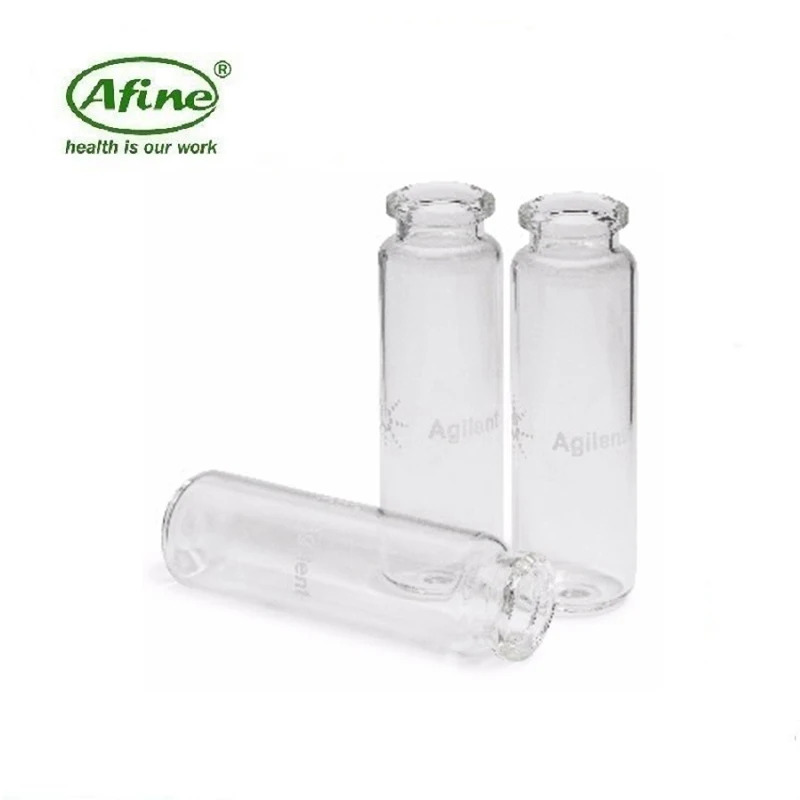 AFINE Agilent 5183-4474 투명 크림프 탑 헤드 스페이스 바이알 캡 둥근 바닥 인증 23x75mm 100/pk 20 mL