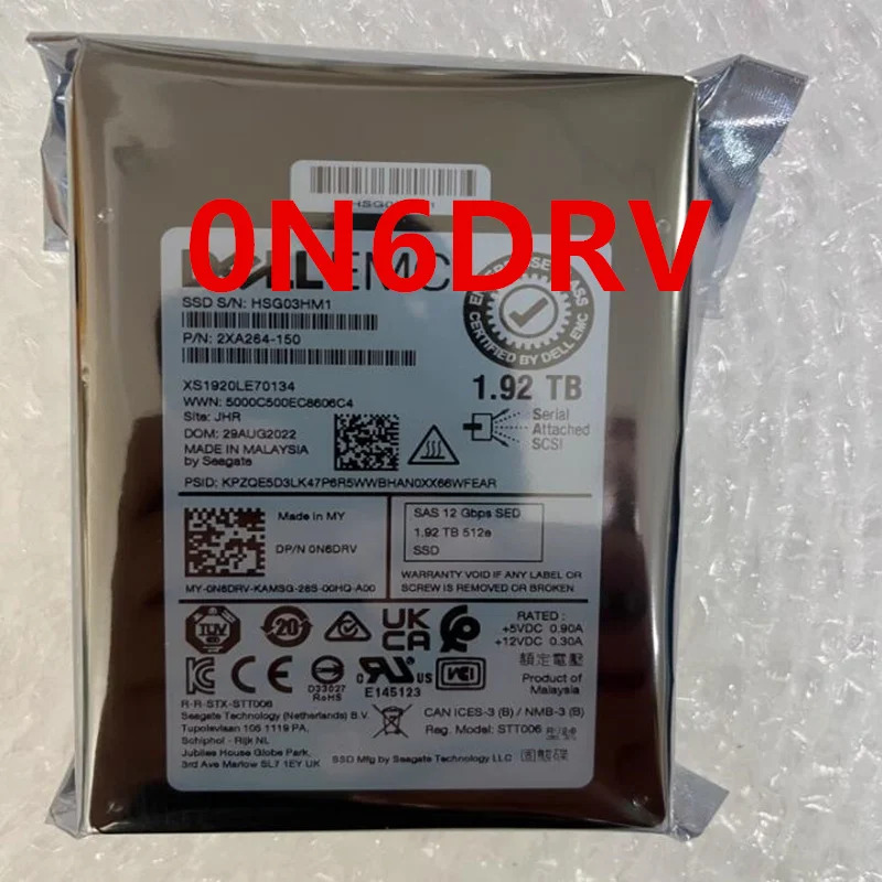 N6DRV 0N6DRV K9T53 0K9T53DELL 1.92TB 2.5 SAS SSD거새 솔리드 스테이트 드라이브