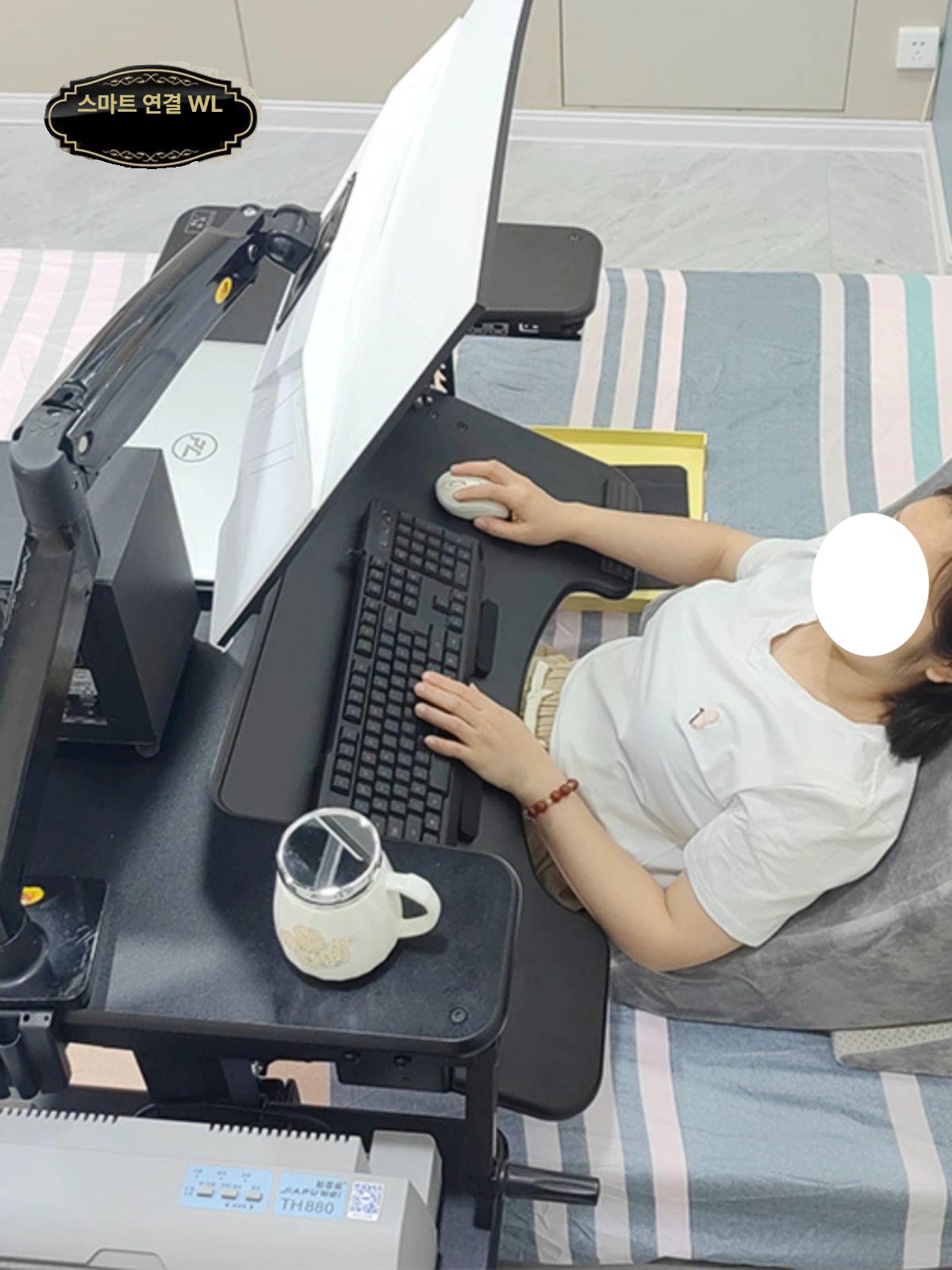 게이밍 데스크 누워서컴퓨터 무중력 라운지 워크스테이션 각도조절 침대용 - 상세 이미지 4