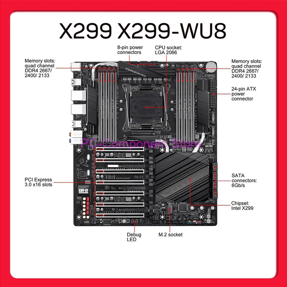기가 바이트호환 데스크탑 마더보드 LGA2066 DDR4 256GB E- PCI-E X16 3.0 X299 X299-WU8