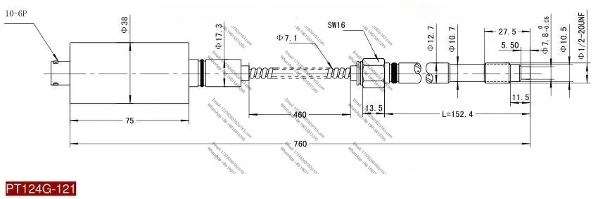 PT124G 12150Mpa M142mV V152/4605 1.0% 용융 압력 변환기 플라스틱 압출기고온 압력센서