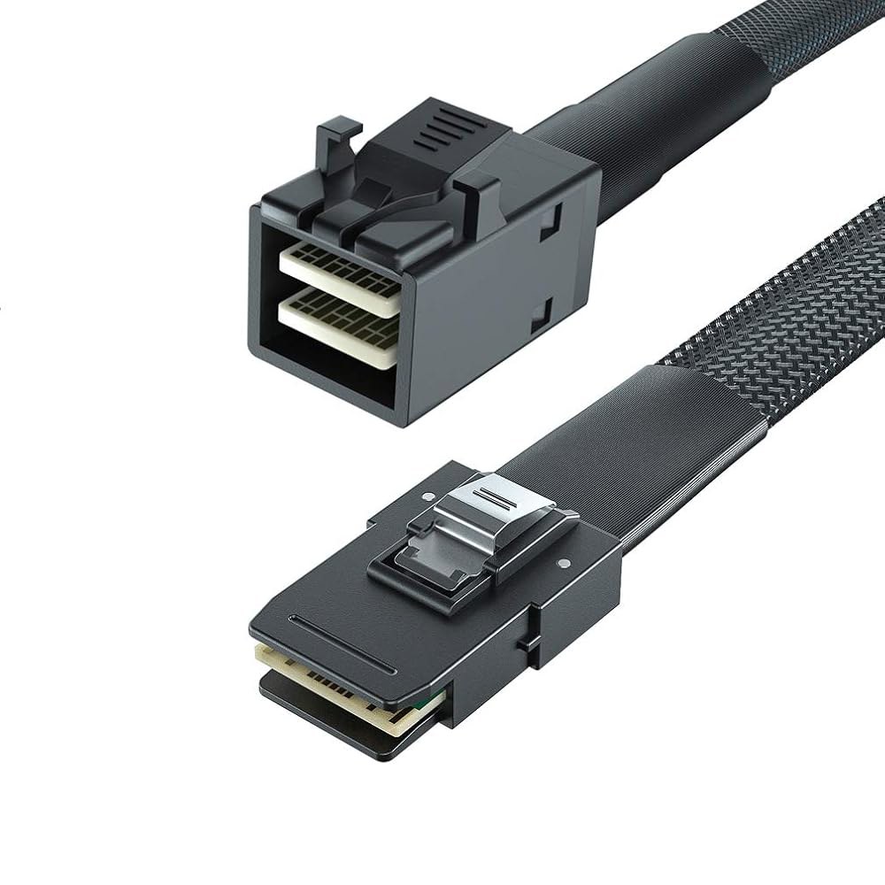 H!Fiber.com 2팩 12G 내부 미니 SAS 유연성, 사이드밴드 SFF-8643 0.5m, 케이블, 포함, HD 컨트롤러 지원, SFF-8087(36핀) RAID, PCIE - 상세 이미지 2