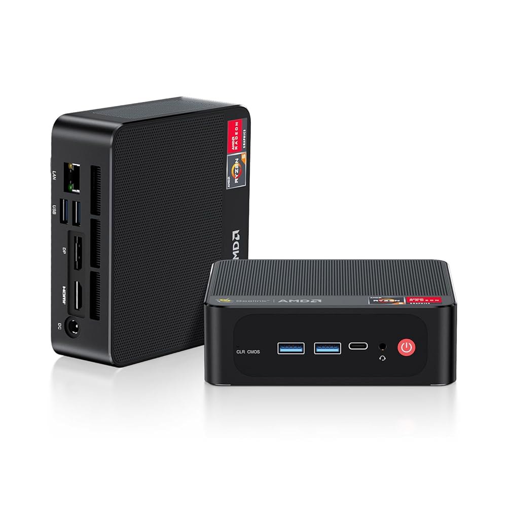 SER5 프로 미니 PC, AMD Ryzen DDR4 WiFi6, PCle3.0 4K@60Hz 32GB 컴퓨터 5825U(8C/16T, RAM 7 트리플 Type-C 지원 최대 - 상품 이미지