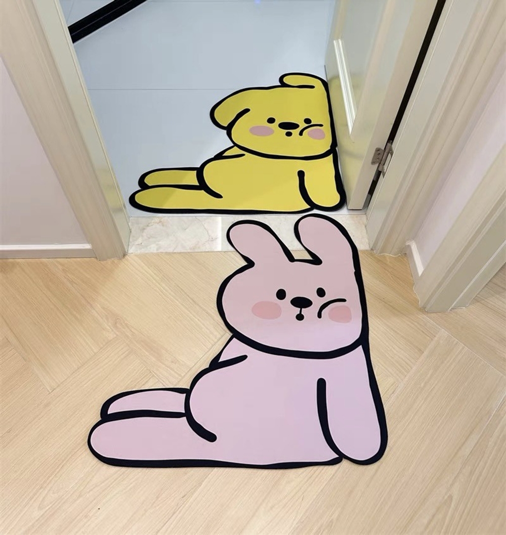 규조토 발매트 욕실 화장실 토끼 캐릭터 흡수 미끄럼방지 매트 작은 토끼 40x40cm - 상세 이미지 3