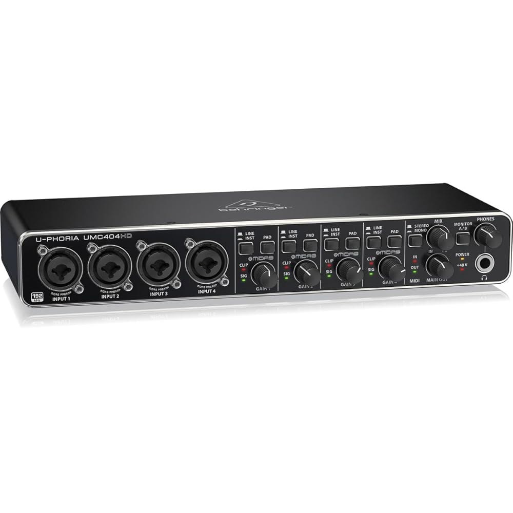 Behringer U-PHORIIA UMC404HD 오디오 파일 4x4, 24비트 / 192kHz USB MIDi 인터페이스, Midas Mic 프리앰프 포함 - 상품 이미지