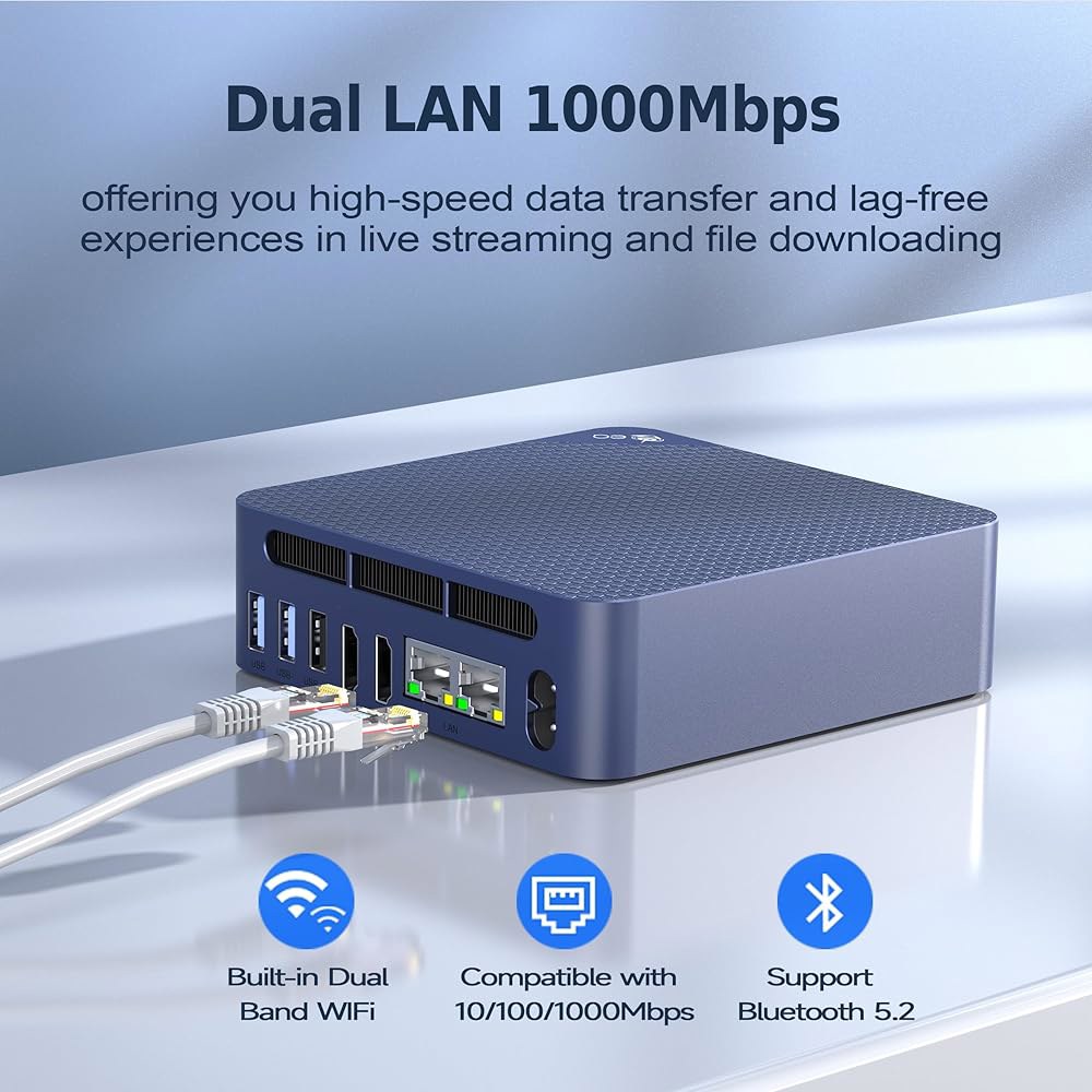 EQ14 인텔 트윈 레이크 N150(최대 3.6GHz) 듀얼 HDMI 컴퓨터, 디스플레이, 500GB 서버/네트워크 미니 BT5.2, 4K@60Hz 16GB SSD 홈 방화벽 LA - 상세 이미지 3