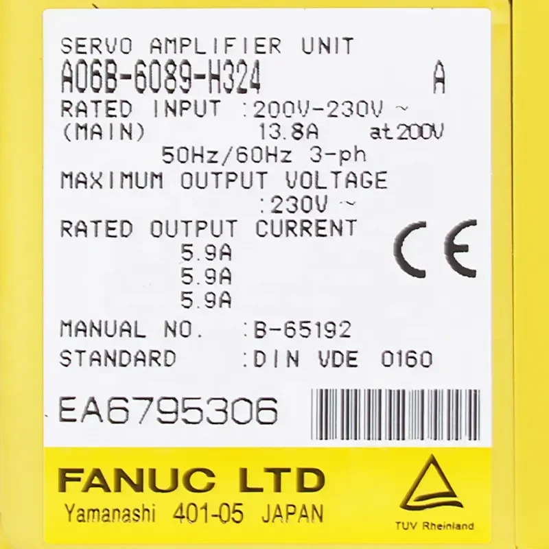 A06B-6089-H324 Fanuc 서보 드라이브 증폭기 12개월 A06B 6089 H324
