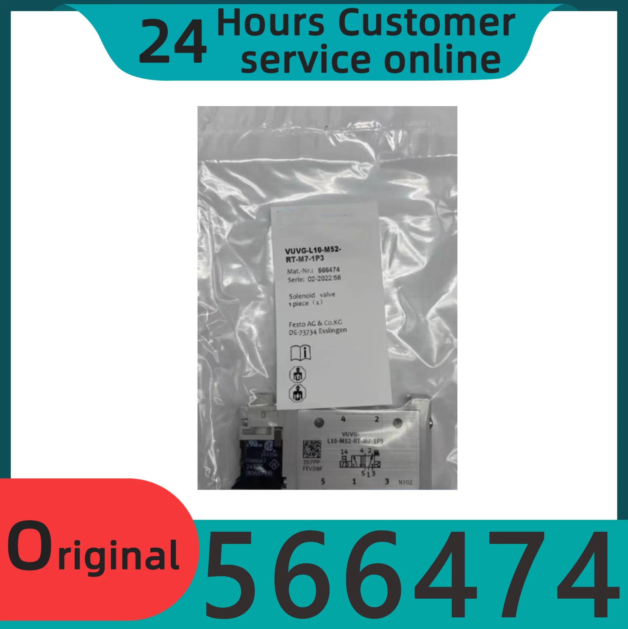 오리지널 솔레노이드 밸브 VUVG-L10-M52-RT-M7-1P3/1H2L-W1 566474 577333
