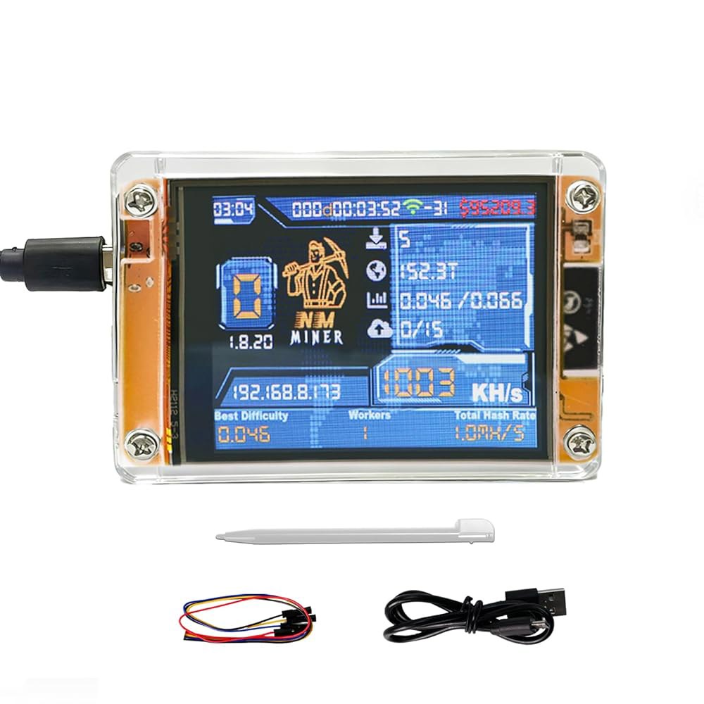 Crypto Lucky Bitcoin Miner, One Shot 솔로 설치, 2.8인치 BTC 쉬운 해시레이트, 채굴 및 조용하고 교육 DIY 1010KH/s 스마트 채굴기, - 상품 이미지