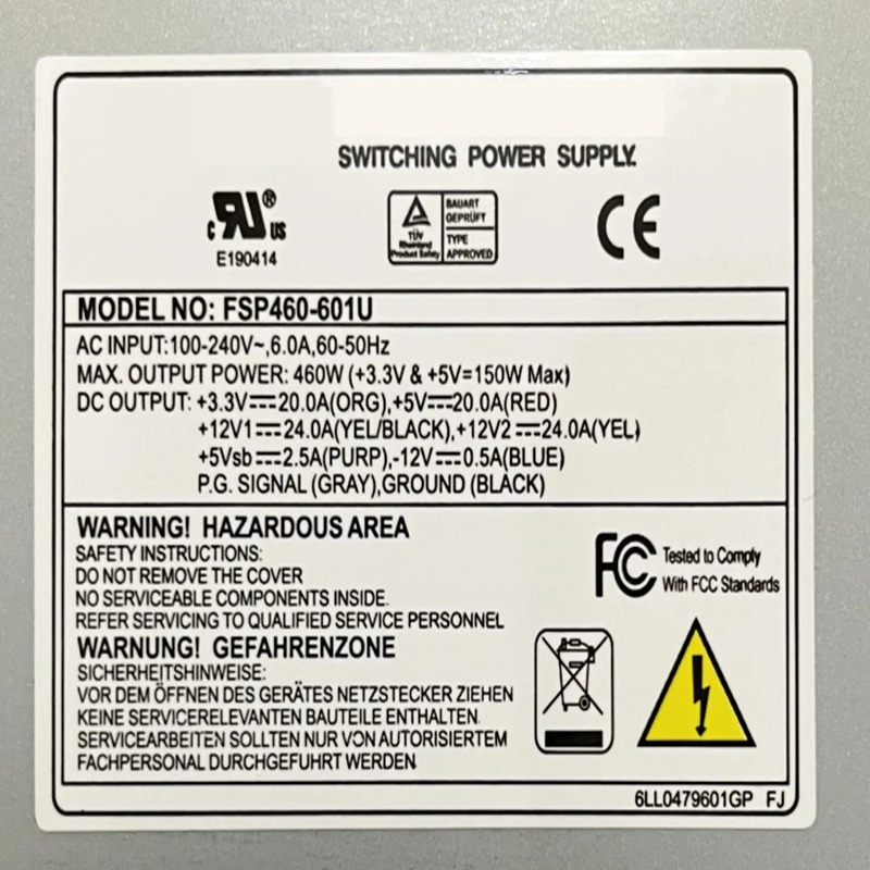 전원공급장치 FSP460-601U FSP 80 플러스 1U 460W PSU 신