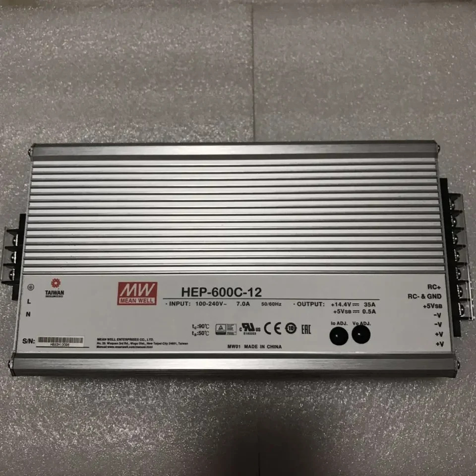 대만 Mingwei 알루미늄 쉘 충전 테이프 PFC 3 단 충전기 HEP-600C-12 600W 14.4V35A