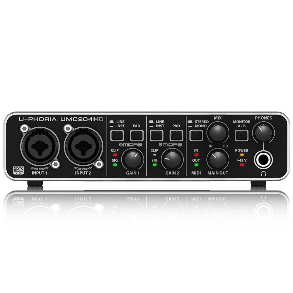 Behringer U-PHORIIA UMC204 오디오 파일 2x4, 24비트 / 96kHz USB MIDi 인터페이스, Midas Mic 프리앰프 포함 - 상세 이미지 2