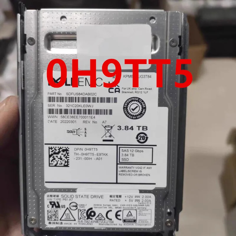 H9TT5 0H9TT5 81H9C 081H9CDELL 3.84TB 2.5 SAS SSD새 솔리드 스테이트 드라이브