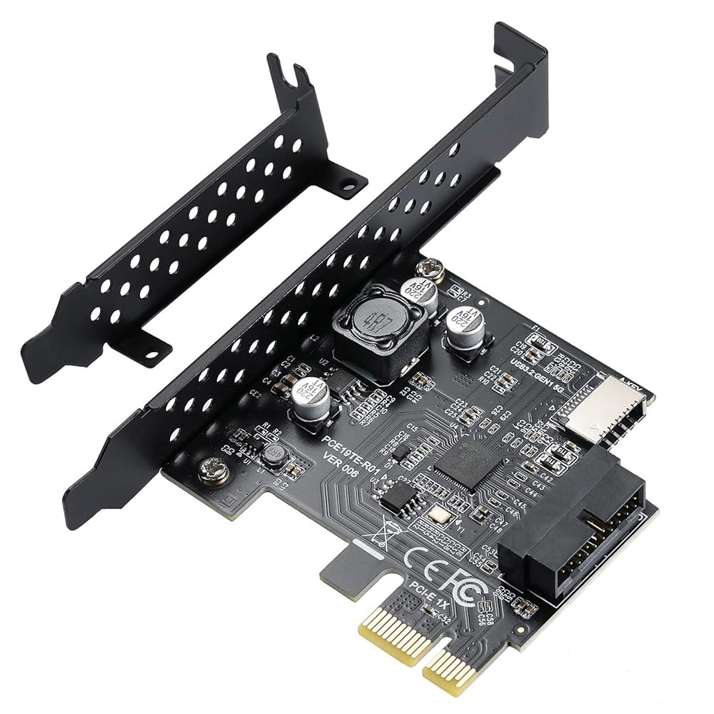 BEYIMEI PCI-E 1X에서 USB 3.2 GEN1 5Gbps 20핀 전면 패널 헤더(타입-c 헤더에 연결) + 3.0 19핀 소켓 확장 카드, 타입-E 내부 커넥터 라이저 - 상품 이미지