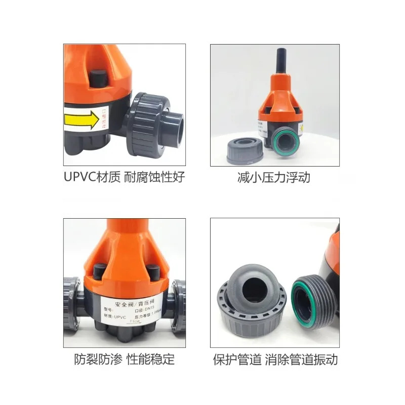 배압 밸브 UPVC 압력 조절 계량 펌프 DN15 20PVC 안전