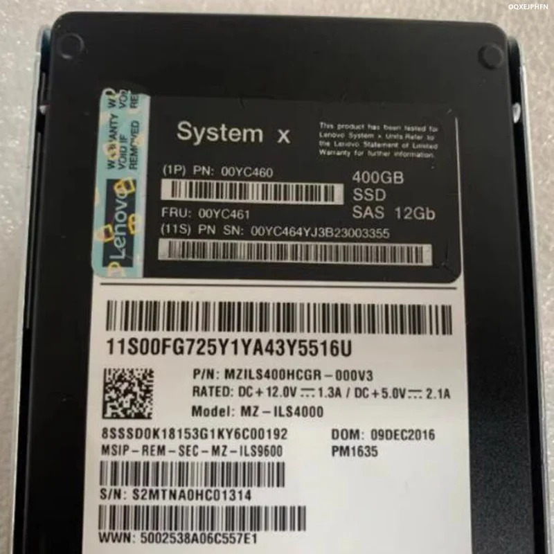 Lenovo호환 X3650M5 X6 솔리드 스테이트 드라이브 400GB 2.5 인치 SSD SAS 00YC461 00YC460 00YC464 신