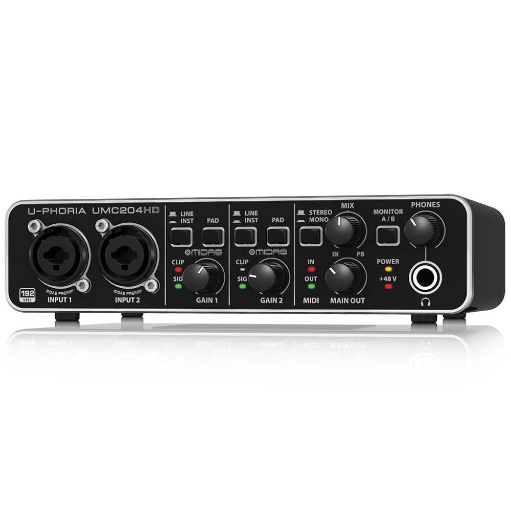 Behringer U-PHORIIA UMC204 오디오 파일 2x4, 24비트 / 96kHz USB MIDi 인터페이스, Midas Mic 프리앰프 포함 - 상품 이미지