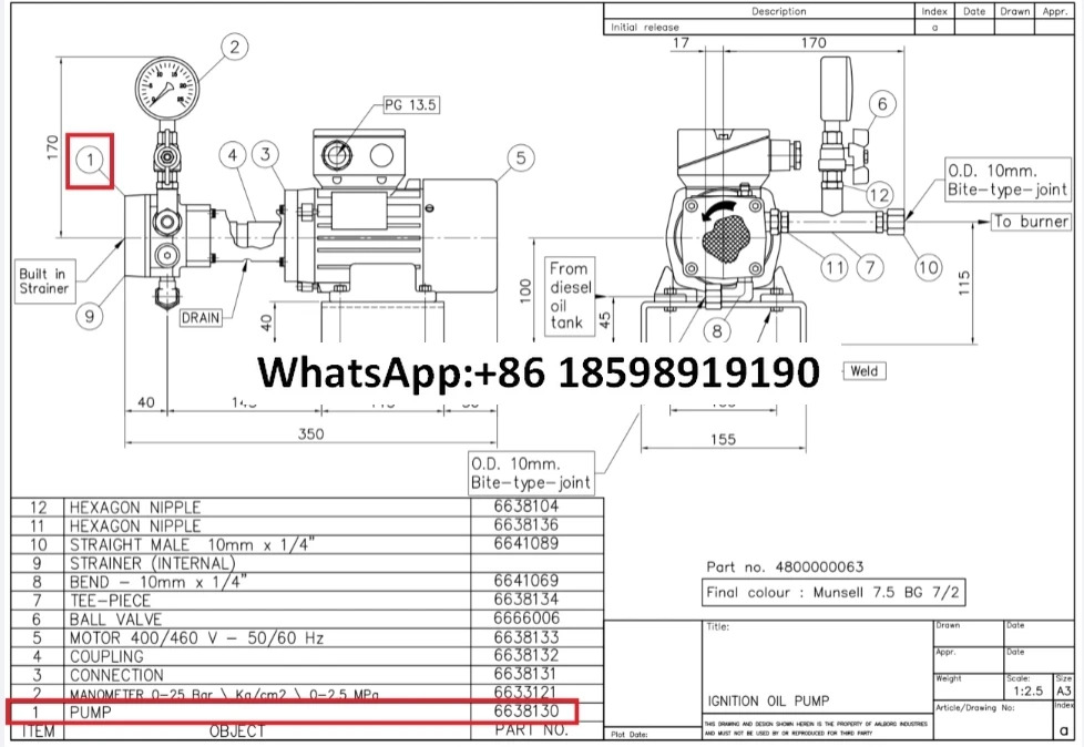 점화 오일 펌프 6638130 4800000063 RSA28 KBSD