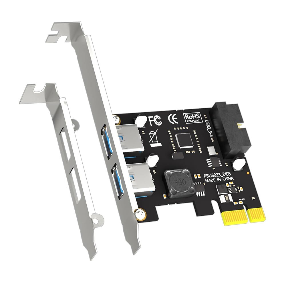 GLOTREND U3055-N 2포트 PCIe USB-A 확장 카드, 전면 패널용 19핀 USB 헤더, Windows Linux와 호환(Mac OS용 제외) - 상품 이미지