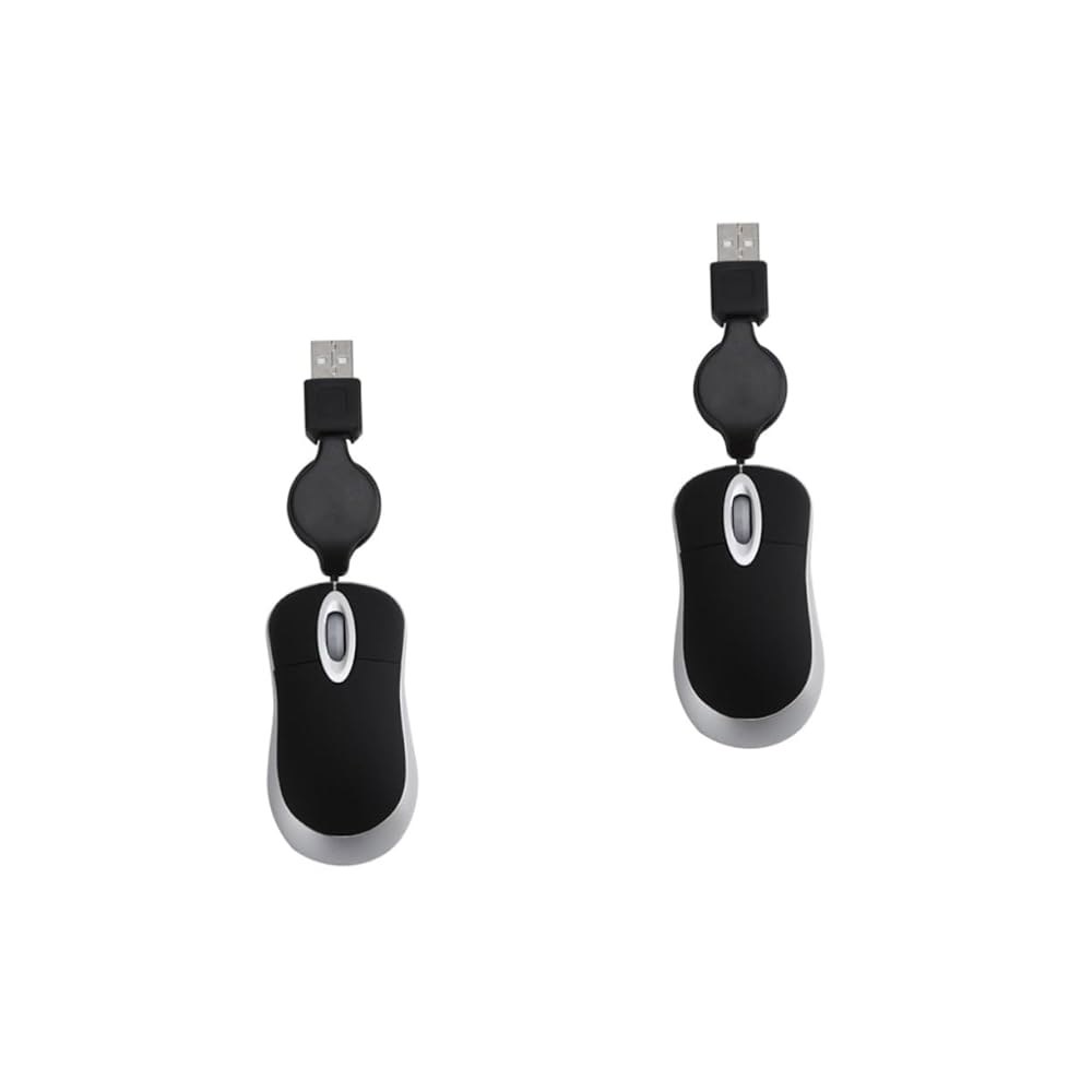 Angoily 2피스 USB 마우스 유선 미니 편안한 휴대용 오른손 적합 그립 스크롤 왼손 노트북에 7X4CMx3pcs Blackx3pcs - 상품 이미지